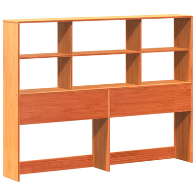 Sänky kirjahyllyllä ilman patjaa vahanrusk 140x190 cm täysi puu