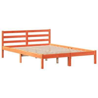 Sänky kirjahyllyllä ilman patjaa vahanrusk 140x190 cm täysi puu