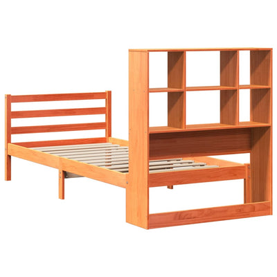 Sänky kirjahyllyllä ilman patjaa vahanrusk 90x200 cm täysi puu