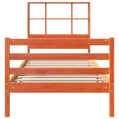 Sänky kirjahyllyllä ilman patjaa vahanrusk 100x200 cm täysi puu