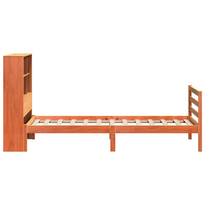 Sänky kirjahyllyllä ilman patjaa vahanrusk 100x200 cm täysi puu