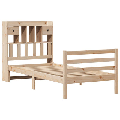 Sänky kirjahyllyllä ilman patjaa 75x190 cm täysi mänty