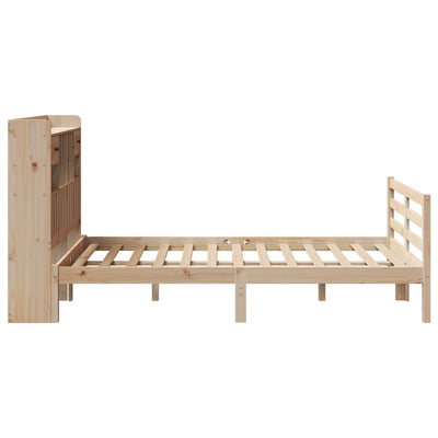 Sänky kirjahyllyllä ilman patjaa 135x190 cm täysi mänty