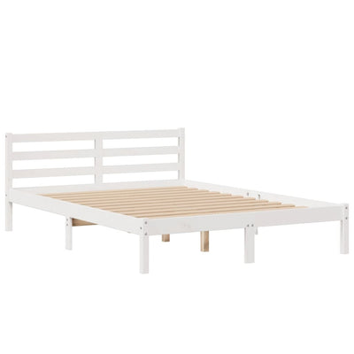 Sänky kirjahyllyllä ei patjaa valkoinen 140x190 cm täysi mänty