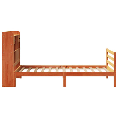 Sänky/kirjahylly ilman patjaa vahanruskea 75x190 cm täysi mänty