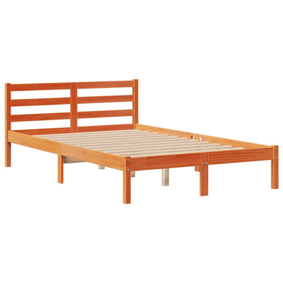 Sänky kirjahyllyllä ei patjaa vahanrusk. 135x190 cm täysi mänty