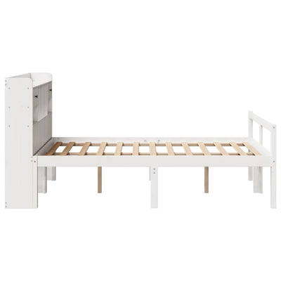 Sänky kirjahyllyllä ei patjaa valkoinen 135x190 cm täysi mänty