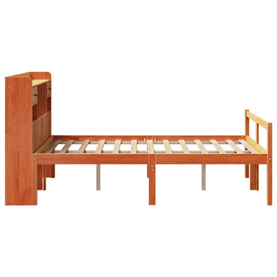 Sänky kirjahyllyllä ei patjaa vahanrusk. 135x190 cm täysi mänty