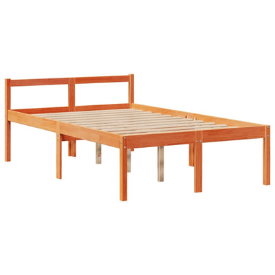 Sänky kirjahyllyllä ei patjaa vahanrusk. 135x190 cm täysi mänty