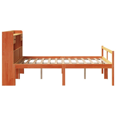 Sänky kirjahyllyllä ei patjaa vahanrusk. 150x200 cm täysi mänty