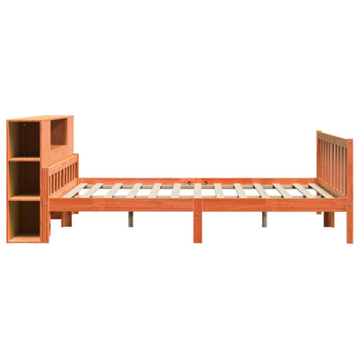 Sänky kirjahyllyllä ilman patjaa vahanrusk 180x200 cm täysi puu