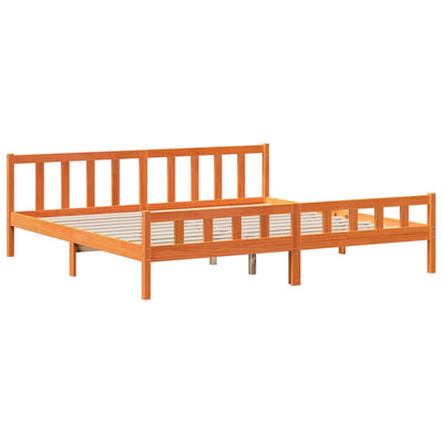 Sänky kirjahyllyllä ilman patjaa vahanrusk 180x200 cm täysi puu