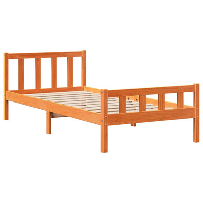 Sänky/kirjahylly ilman patjaa vahanruskea 75x190 cm täysi puu