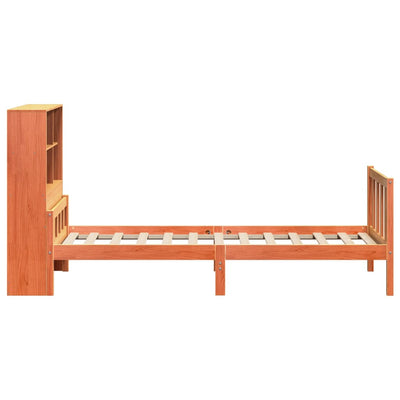 Sänky/kirjahylly ilman patjaa vahanruskea 75x190 cm täysi puu