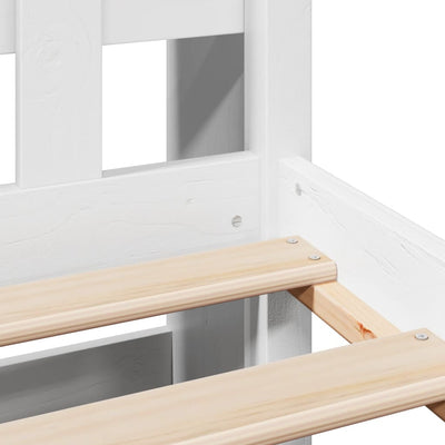 Valkoinen sänky kirjahyllyllä ei patjaa Tisler 150x200cm (mänty)