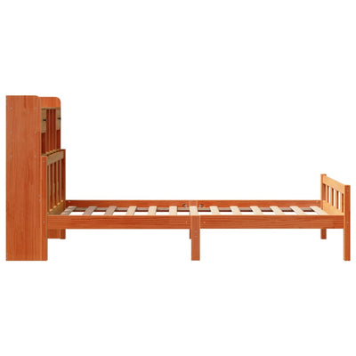 Sänky/kirjahylly ilman patjaa vahanruskea 75x190 cm täysi mänty