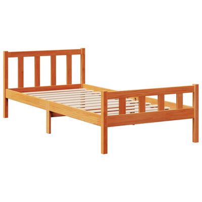 Sänky/kirjahylly ilman patjaa vahanruskea 75x190 cm täysi mänty