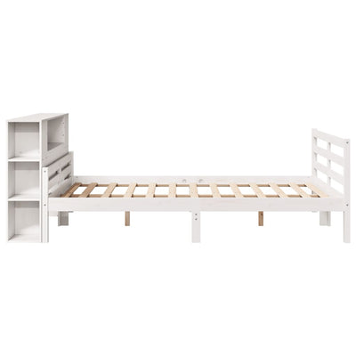 Sänky kirjahyllyllä ei patjaa valkoinen 150x200 cm täysi mänty