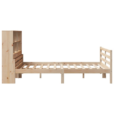 Sänky kirjahyllyllä ilman patjaa 140x190 cm täysi mänty