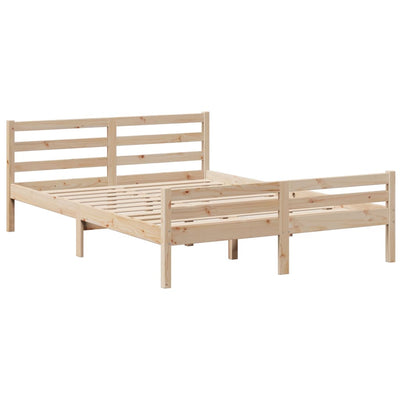 Sänky kirjahyllyllä ilman patjaa 140x190 cm täysi mänty