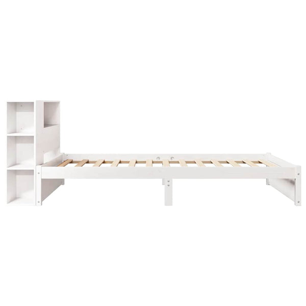 Sänky kirjahyllyllä ei patjaa valkoinen 75x190 cm täysi mänty