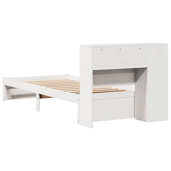 Sänky kirjahyllyllä ei patjaa valkoinen 75x190 cm täysi mänty