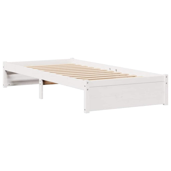 Sänky kirjahyllyllä ei patjaa valkoinen 75x190 cm täysi mänty