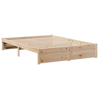 Sänky kirjahyllyllä ilman patjaa 140x190 cm täysi mänty