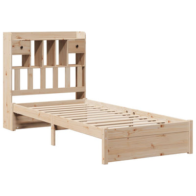 Sänky kirjahyllyllä ilman patjaa 75x190 cm täysi mänty
