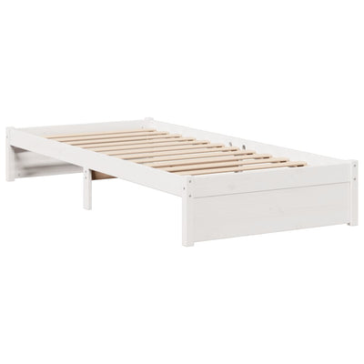 Sänky kirjahyllyllä ei patjaa valkoinen 75x190 cm täysi mänty