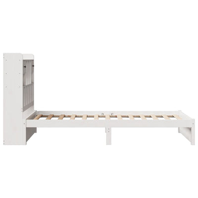 Sänky kirjahyllyllä ei patjaa valkoinen 75x190 cm täysi mänty