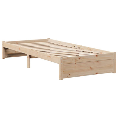 Sänky kirjahyllyllä ilman patjaa 100x200 cm täysi mänty