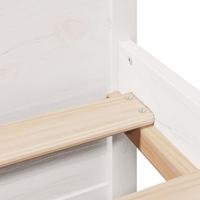 Valkoinen sänky kirjahyllyllä ei patjaa Etmeia 135x190cm (mänty)