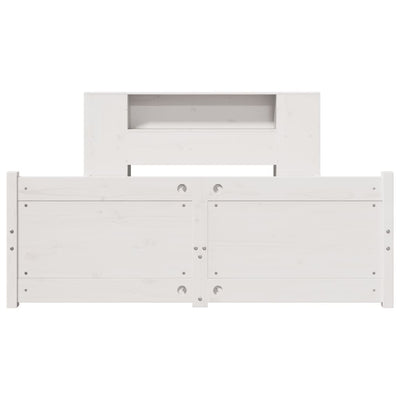 Valkoinen sänky kirjahyllyllä ei patjaa Etmeia 150x200cm (mänty)