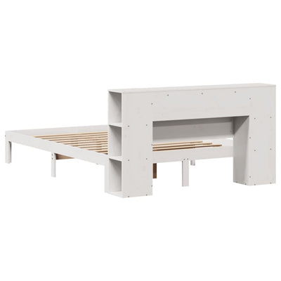 Valkoinen sänky kirjahyllyllä ei patjaa Dimostin 150x200cm (mänty)