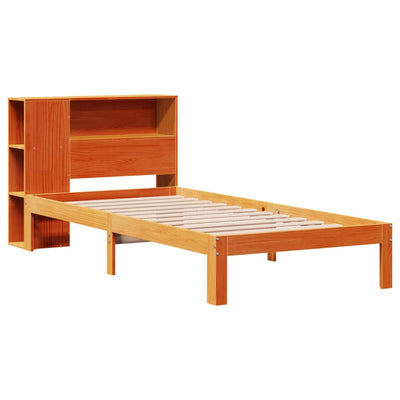 Sänky/kirjahylly ei patjaa vahanruskea 100x200 cm täysi mänty