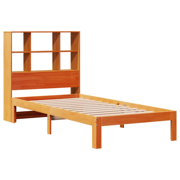 Sänky/kirjahylly ilman patjaa vahanruskea 75x190 cm täysi mänty