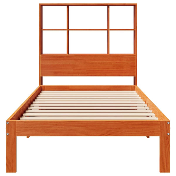 Sänky/kirjahylly ilman patjaa vahanruskea 75x190 cm täysi mänty