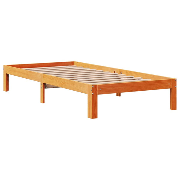 Sänky/kirjahylly ilman patjaa vahanruskea 75x190 cm täysi mänty