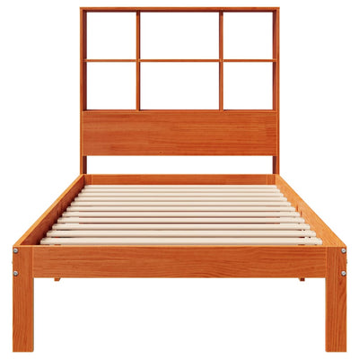 Sänky/kirjahylly ilman patjaa vahanruskea 90x190 cm täysi mänty