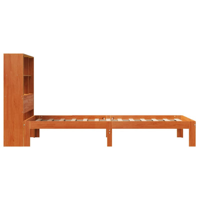 Sänky/kirjahylly ei patjaa vahanruskea 100x200 cm täysi mänty