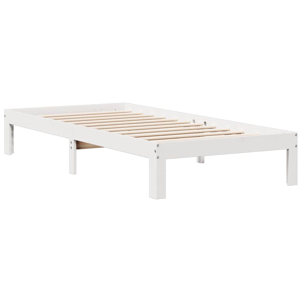 Valkoinen sänky kirjahyllyllä ei patjaa Adinele 75x190cm (mänty)