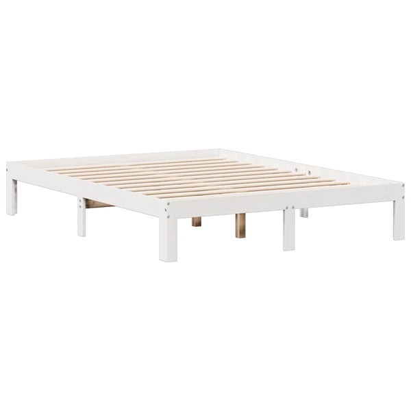Sänky kirjahyllyllä ei patjaa valkoinen 135x190 cm täysi mänty