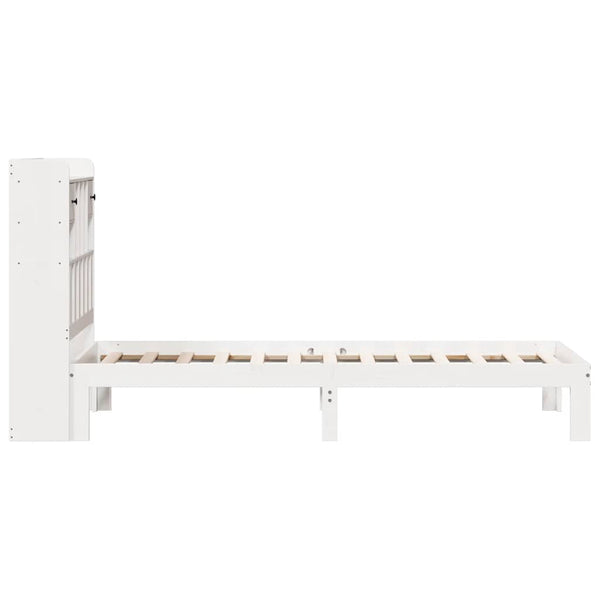 Sänky kirjahyllyllä ei patjaa valkoinen 90x200 cm täysi mänty