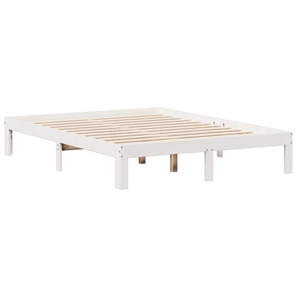 Sänky kirjahyllyllä ei patjaa valkoinen 150x200 cm täysi mänty