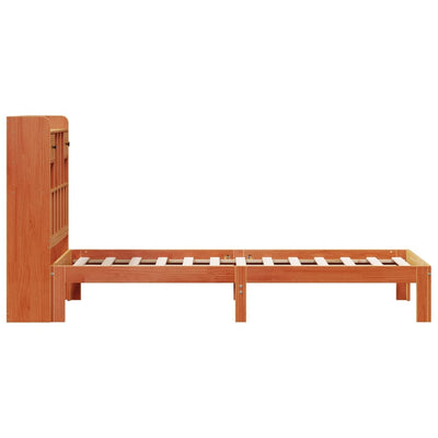 Sänky/kirjahylly ilman patjaa vahanruskea 75x190 cm täysi mänty