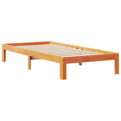 Sänky/kirjahylly ilman patjaa vahanruskea 75x190 cm täysi mänty