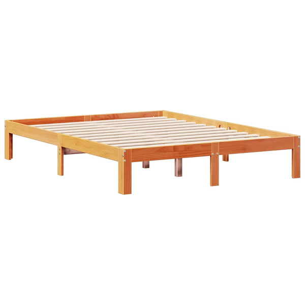 Sänky kirjahyllyllä ei patjaa vahanrusk. 135x190 cm täysi mänty