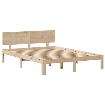 Sänky kirjahyllyllä ilman patjaa 140x190 cm täysi mänty