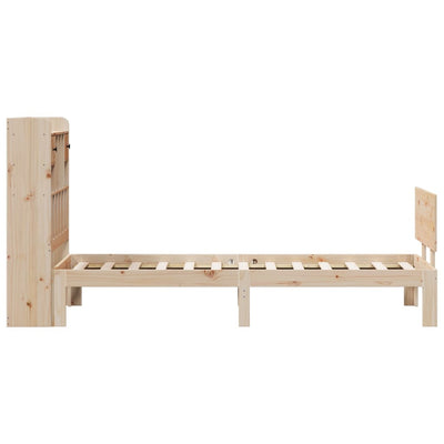 Sänky kirjahyllyllä ilman patjaa 75x190 cm täysi mänty